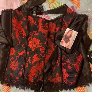 Black and Red Corset set